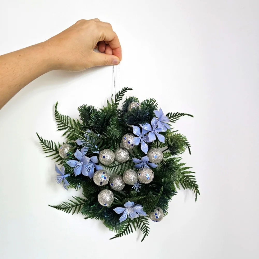 Vintage Mini Icy Blue Decorated Christmas Wreath